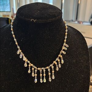 Elegant Gold and Crystal Drop Necklace 1925